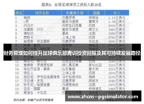 财务管理如何提升足球俱乐部青训投资回报及其可持续发展路径 财务管理如何提升足球俱乐部青训投资回报及其可持续发展路径
